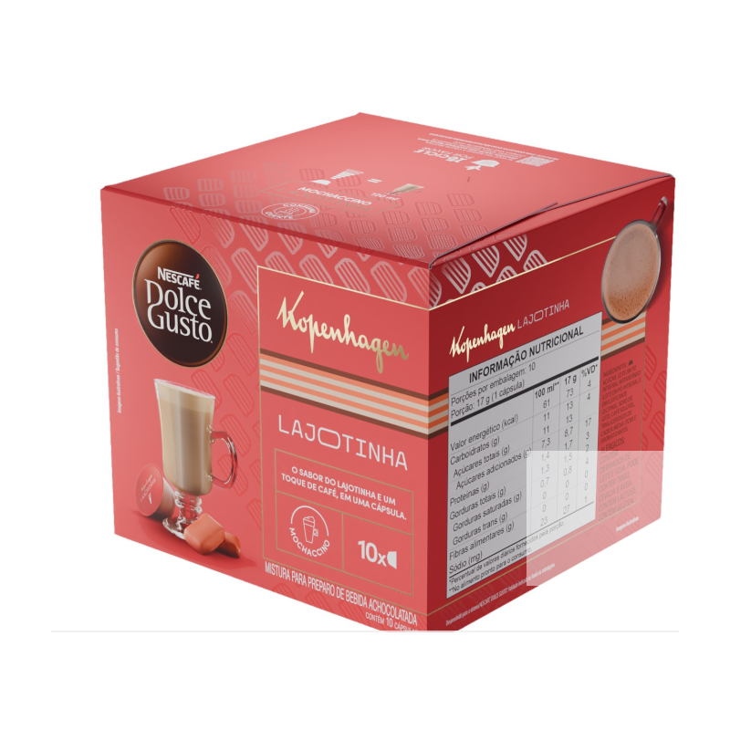 MOCHACCINO EM CÁPSULA KOPENHAGEN LAJOTINHA NESCAFÉ DOLCE GUSTO CAIXA 170G 10 UNIDADES