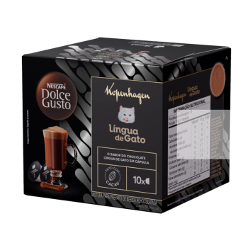 ACHOCOLATADO EM CÁPSULA KOPENHAGEN LÍNGUA DE GATO NESCAFÉ DOLCE GUSTO CAIXA 162,5G 10 UNIDADES