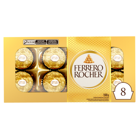BOMBOM FERRERO ROCHER CAIXA 100G 8 UNIDADES