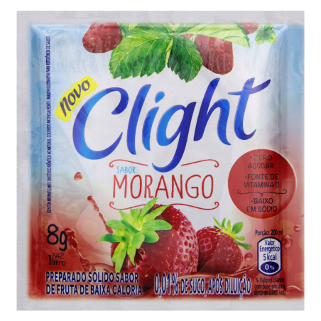 REFRESCO EM PÓ MORANGO ZERO AÇÚCAR CLIGHT PACOTE 8G