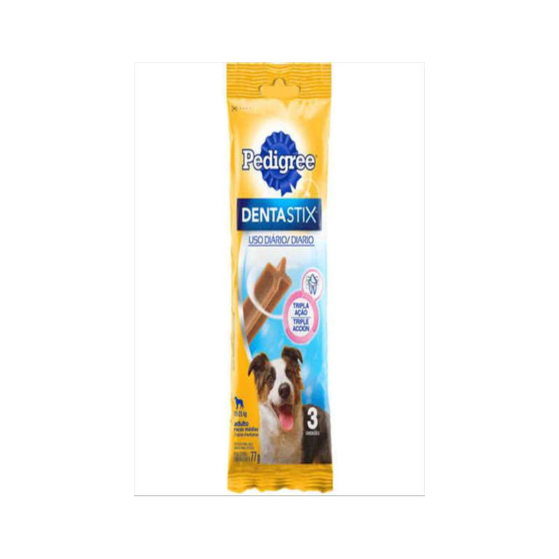 PETISCO PARA CÃES ADULTOS RAÇAS MÉDIAS PEDIGREE DENTASTIX PACOTE 77G 3 UNIDADES