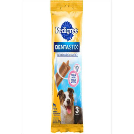 PETISCO PARA CÃES ADULTOS RAÇAS MÉDIAS PEDIGREE DENTASTIX PACOTE 77G 3 UNIDADES