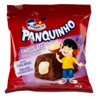 MINIBOLO CHOCOLATE RECHEIO CREME DE BAUNILHA PANCO PANQUINHO PACOTE 70G 2 UNIDADES