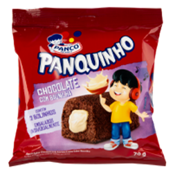 MINIBOLO CHOCOLATE RECHEIO CREME DE BAUNILHA PANCO PANQUINHO PACOTE 70G 2 UNIDADES
