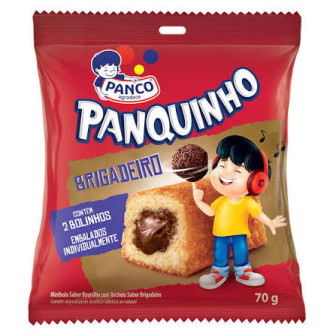 MINIBOLO BAUNILHA RECHEIO BRIGADEIRO PANCO PANQUINHO PACOTE 70G 2 UNIDADES