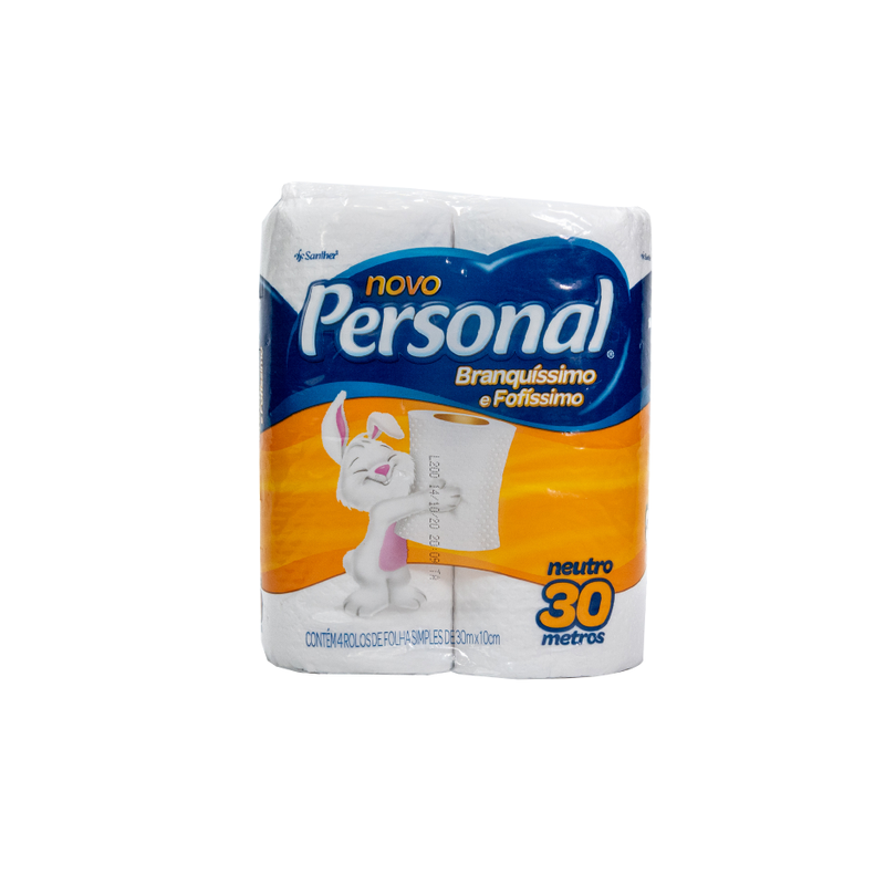 PAPEL HIGIÊNICO PERSONAL BRANQUÍSSIMO E FOFÍSSIMO FOLHA SIMPLES 30M 4R