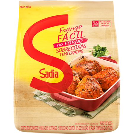 SOBRECOXA DE FRANGO CONGELADA TEMPERADA SADIA FRANGO FÁCIL 800G
