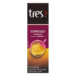 CAFÉ EM CÁPSULA TORRADO E MOÍDO ESPRESSO VIBRANTE TRES CAIXA 80G 10 UNIDADES