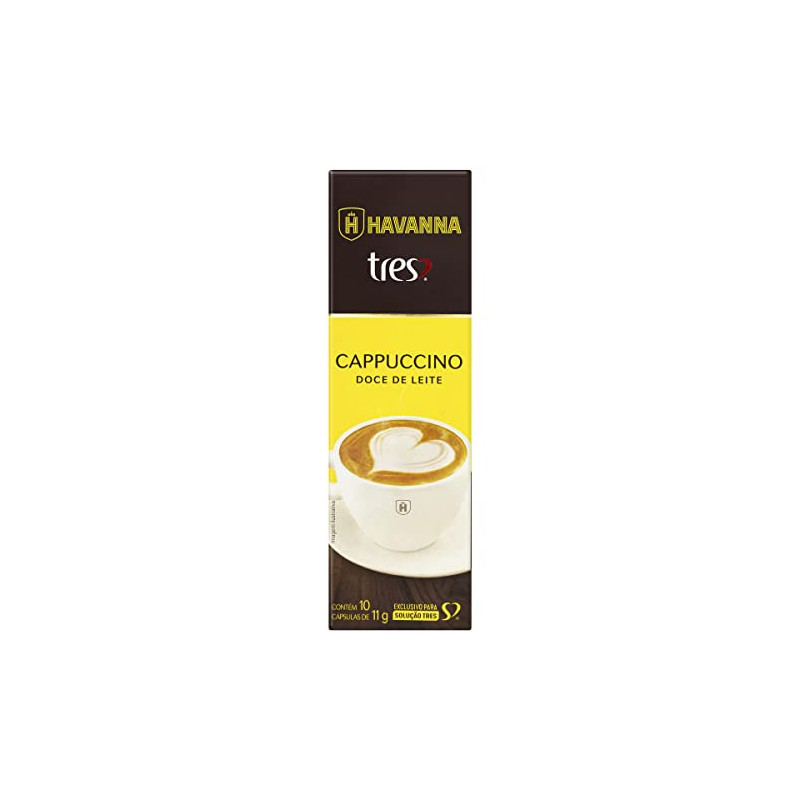CAPPUCCINO EM CÁPSULA DOCE DE LEITE HAVANNA TRES CAIXA 10 UNIDADES 11G CADA