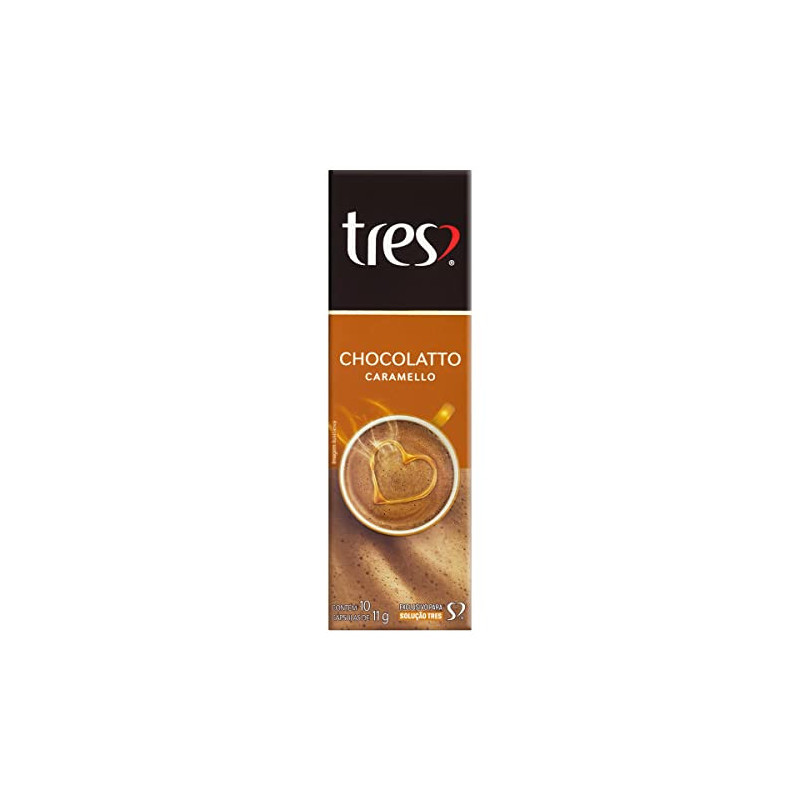 CHOCOLATE QUENTE EM CÁPSULA CHOCOLATTO CARAMELLO 3 CORAÇÕES CAIXA 10 UNIDADES