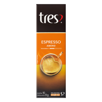 CAFÉ EM CÁPSULA TORRADO E MOÍDO ESPRESSO AMENO TRES CAIXA 80G 10 UNIDADES