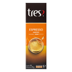 CAFÉ EM CÁPSULA TORRADO E MOÍDO ESPRESSO AMENO TRES CAIXA 80G 10 UNIDADES
