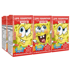 LEITE FERMENTADO DESNATADO MORANGO BOB ESPONJA ELEGÊ CAIXA 80G