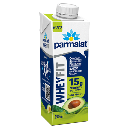 BEBIDA LÁCTEA UHT ABACATE ZERO LACTOSE PARMALAT WHEYFIT CAIXA 250ML