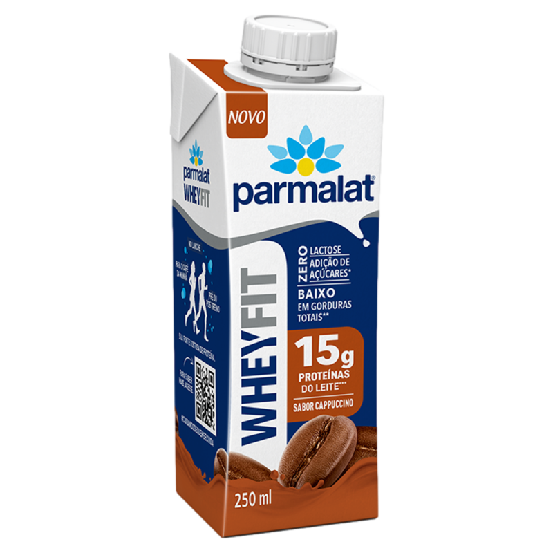 BEBIDA LÁCTEA UHT CAPPUCCINO ZERO LACTOSE PARMALAT WHEYFIT CAIXA 250ML