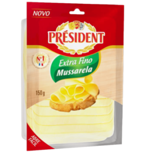 QUEIJO MUSSARELA FATIADO EXTRA FINO PRÉSIDENT 150G