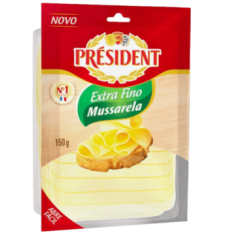 QUEIJO MUSSARELA FATIADO EXTRA FINO PRÉSIDENT 150G