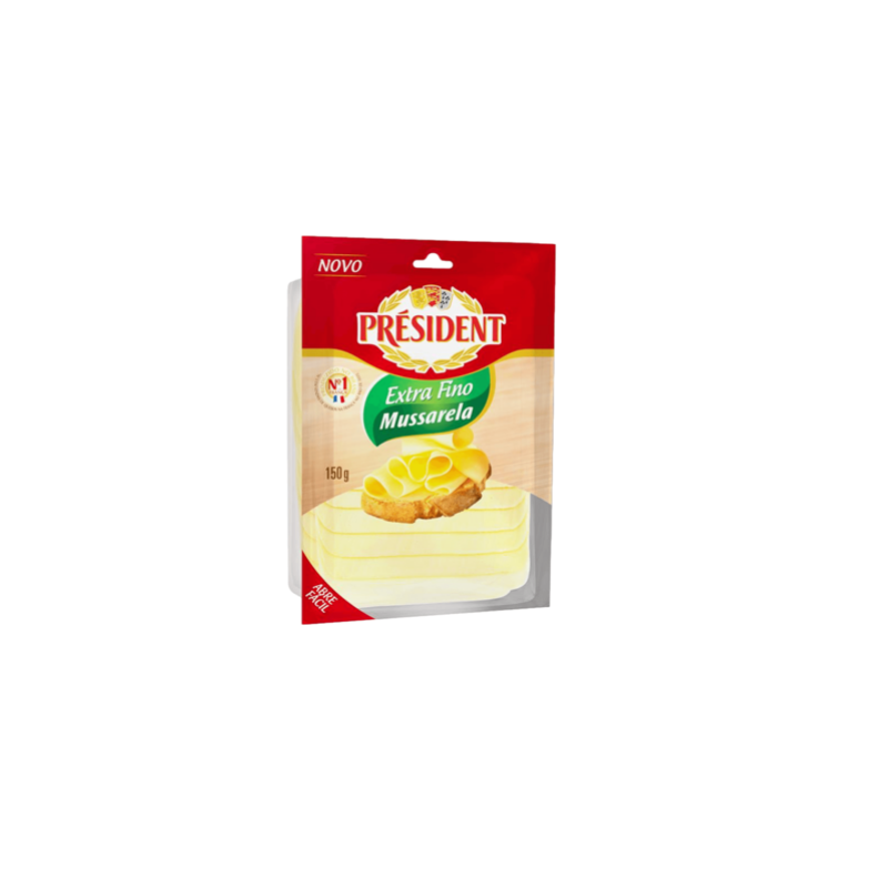 QUEIJO MUSSARELA FATIADO EXTRA FINO PRÉSIDENT 150G