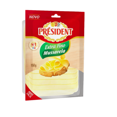 QUEIJO MUSSARELA FATIADO EXTRA FINO PRÉSIDENT 150G