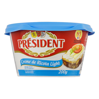 CREME DE QUEIJO RICOTA LIGHT PRÉSIDENT POTE 200G