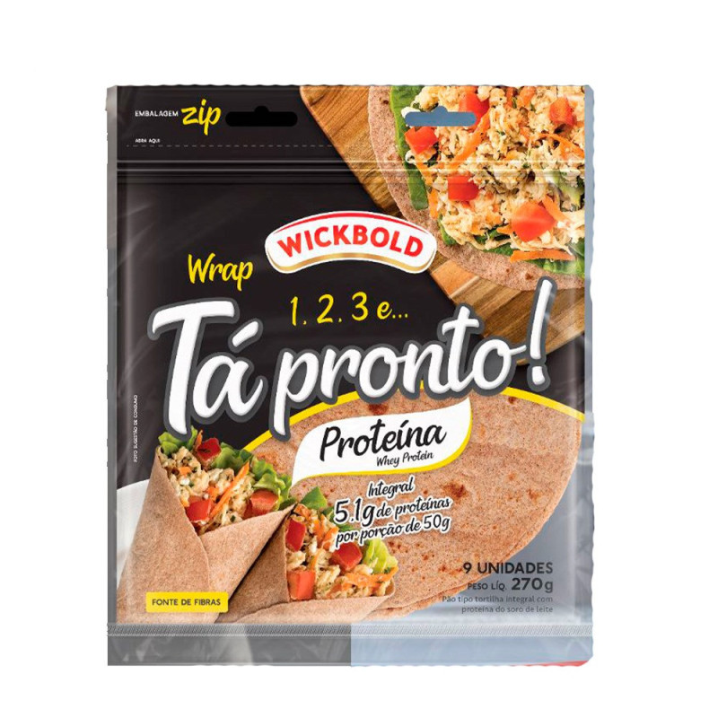 PÃO TORTILHA INTEGRAL WICKBOLD TÁ PRONTO! PROTEÍNA POUCH 270G