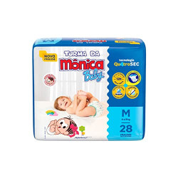 FRALDA DESCARTÁVEL TURMA DA MÔNICA BABY M PACOTE 28 UNIDADES