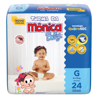 FRALDA DESCARTÁVEL TURMA DA MÔNICA BABY G PACOTE 24 UNIDADES