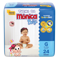 FRALDA DESCARTÁVEL TURMA DA MÔNICA BABY G PACOTE 24 UNIDADES