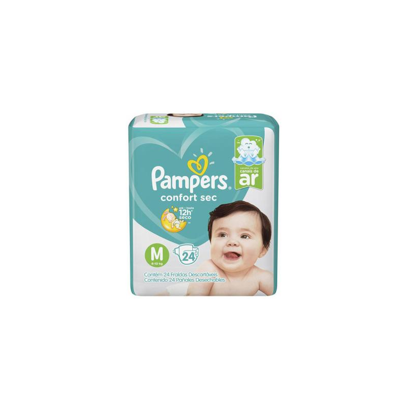 FRALDA DESCARTÁVEL INFANTIL PAMPERS CONFORT SEC M PACOTE 24 UNIDADES