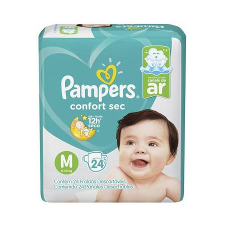 FRALDA DESCARTÁVEL INFANTIL PAMPERS CONFORT SEC M PACOTE 24 UNIDADES