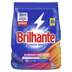 LAVA-ROUPAS PÓ ROUPAS BRANCAS E COLORIDAS BRILHANTE LIMPEZA TOTAL PACOTE 800G