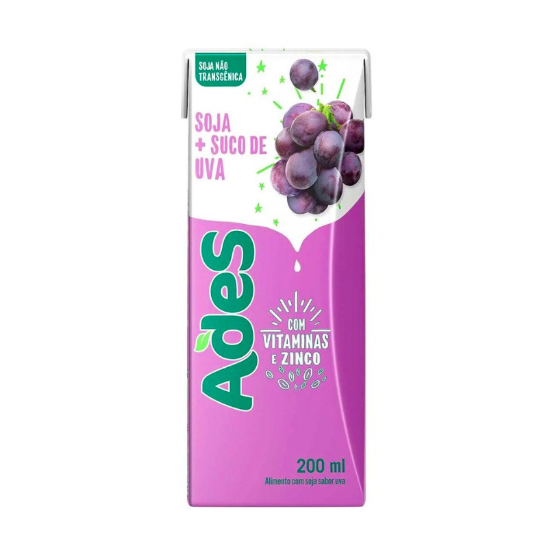 BEBIDA À BASE DE SOJA UVA ADES CAIXA 200ML
