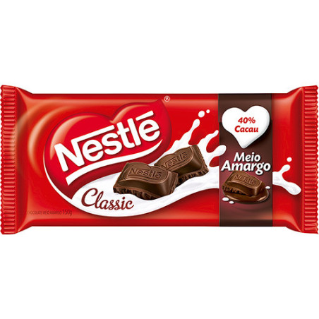CHOCOLATE MEIO AMARGO 40% CACAU CLASSIC PACOTE 80G