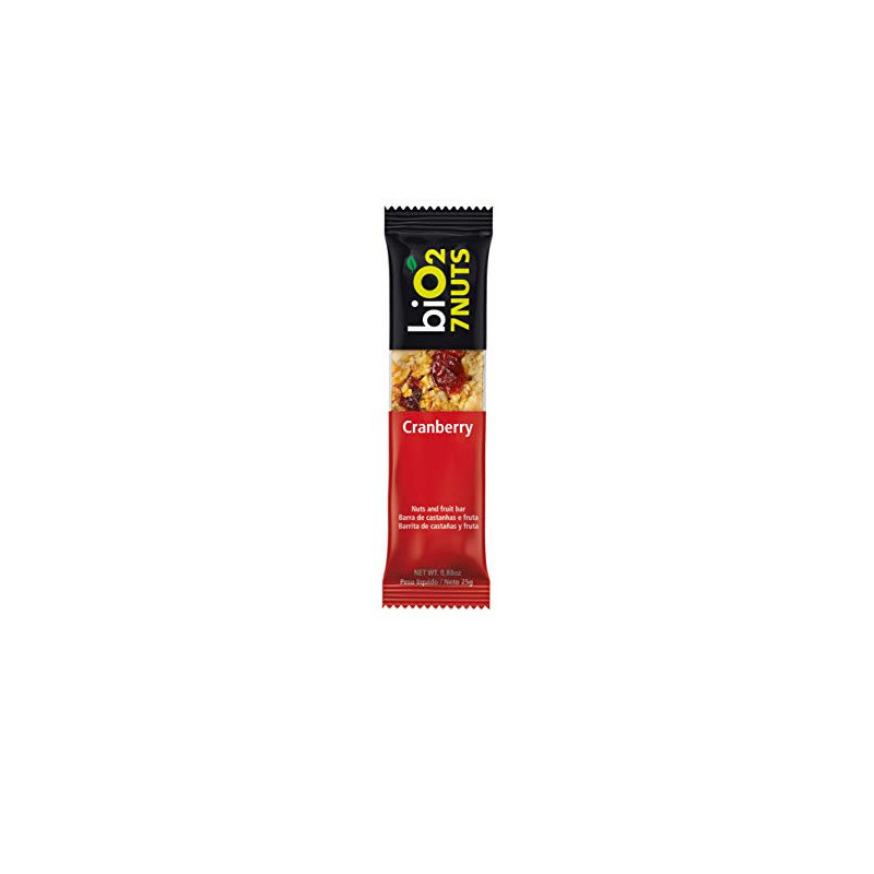 BARRA DE NUTS CASTANHA COM CRANBERRY ZERO LACTOSE BIO2 7NUTS PACOTE 25G
