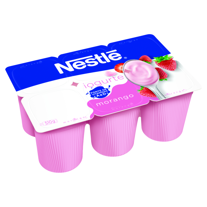 IOGURTE MORANGO NESTLÉ BANDEJA 510G 6 UNIDADES