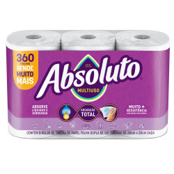TOALHA PAPEL ABSOLUTO MULTIUSO 3RL 360FL