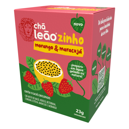 CHÁ MORANGO & MARACUJÁ LEÃOZINHO CAIXA 23G 10 UNIDADES