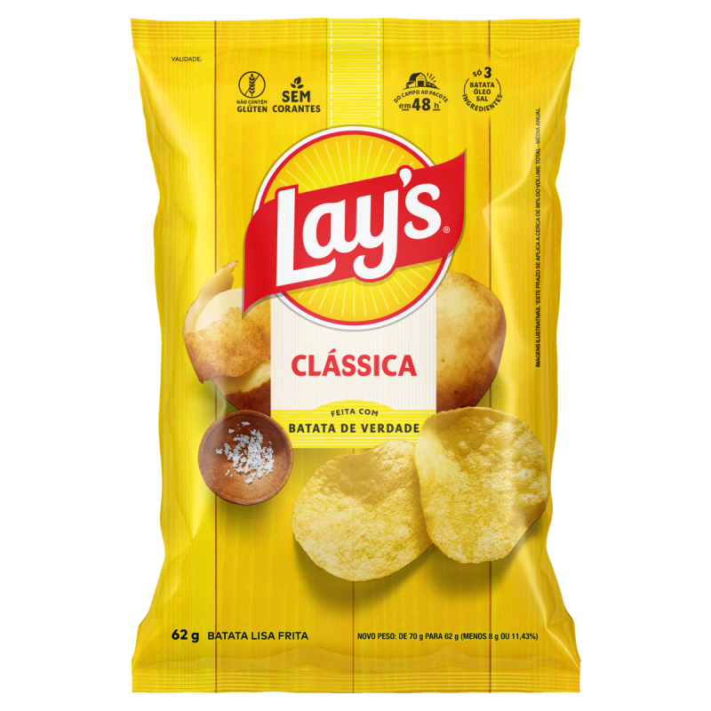 ELMA CHIPS BATATA LISA FRITA LAYS 62G CLASSICA