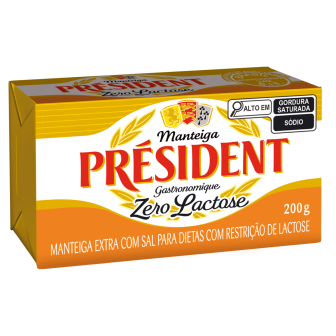 MANTEIGA EXTRA COM SAL ZERO LACTOSE PRÉSIDENT GASTRONOMIQUE 200G
