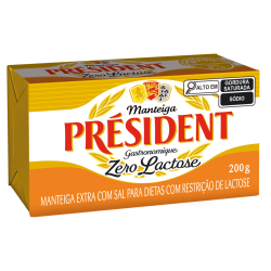 MANTEIGA EXTRA COM SAL ZERO LACTOSE PRÉSIDENT GASTRONOMIQUE 200G