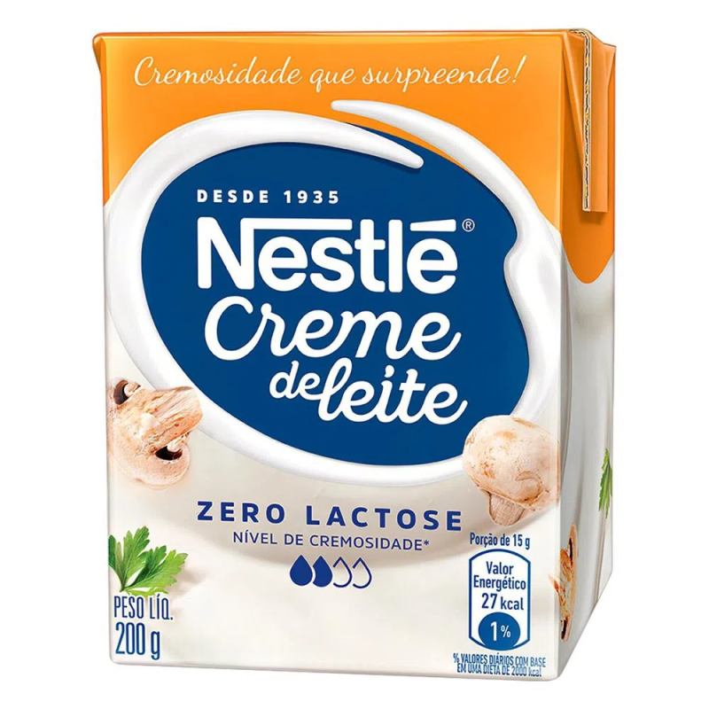 CREME DE LEITE UHT LEVE HOMOGENEIZADO ZERO LACTOSE NESTLÉ CAIXA 200G