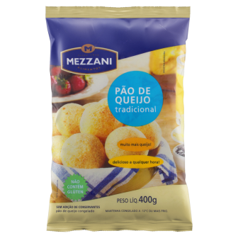 PÃO DE QUEIJO CONGELADO TRADICIONAL MEZZANI PACOTE 400G