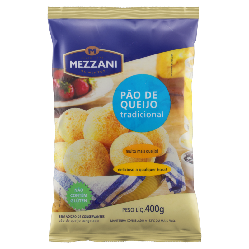 PÃO DE QUEIJO CONGELADO TRADICIONAL MEZZANI PACOTE 400G