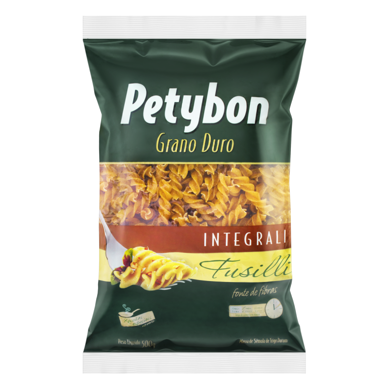 MACARRÃO DE SÊMOLA DE TRIGO GRANO DURO INTEGRAL FUSILLI PETYBON PACOTE 500G