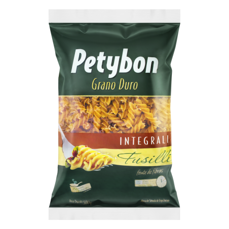 MACARRÃO DE SÊMOLA DE TRIGO GRANO DURO INTEGRAL FUSILLI PETYBON PACOTE 500G