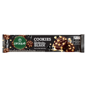 BISCOITO COOKIE LEITE MALTADO BLACK COM GOTAS DE CHOCOLATE BRANCO PIRAQUÊ PACOTE 80G