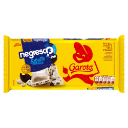 CHOCOLATE BRANCO COM BISCOITO NEGRESCO GAROTO PACOTE 80G