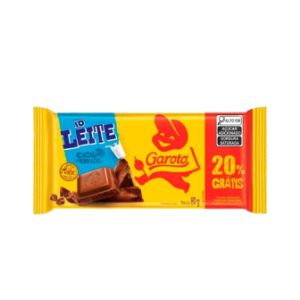 CHOCOLATE GAROTO 80G AO LEITE 20%GTS