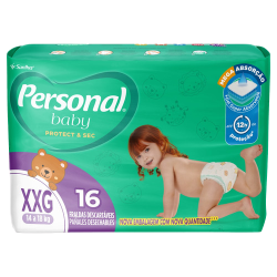 FRALDA DESCARTÁVEL PERSONAL BABY PROTECT & SEC XXG PACOTE 16 UNIDADES