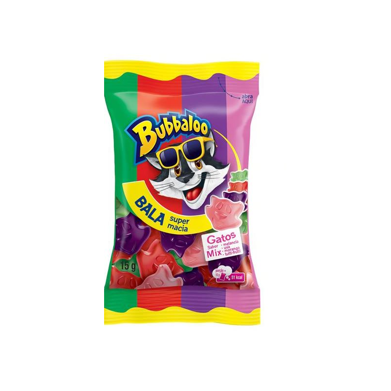 BALA SORTIDA GATOS BUBBALOO PACOTE 15G